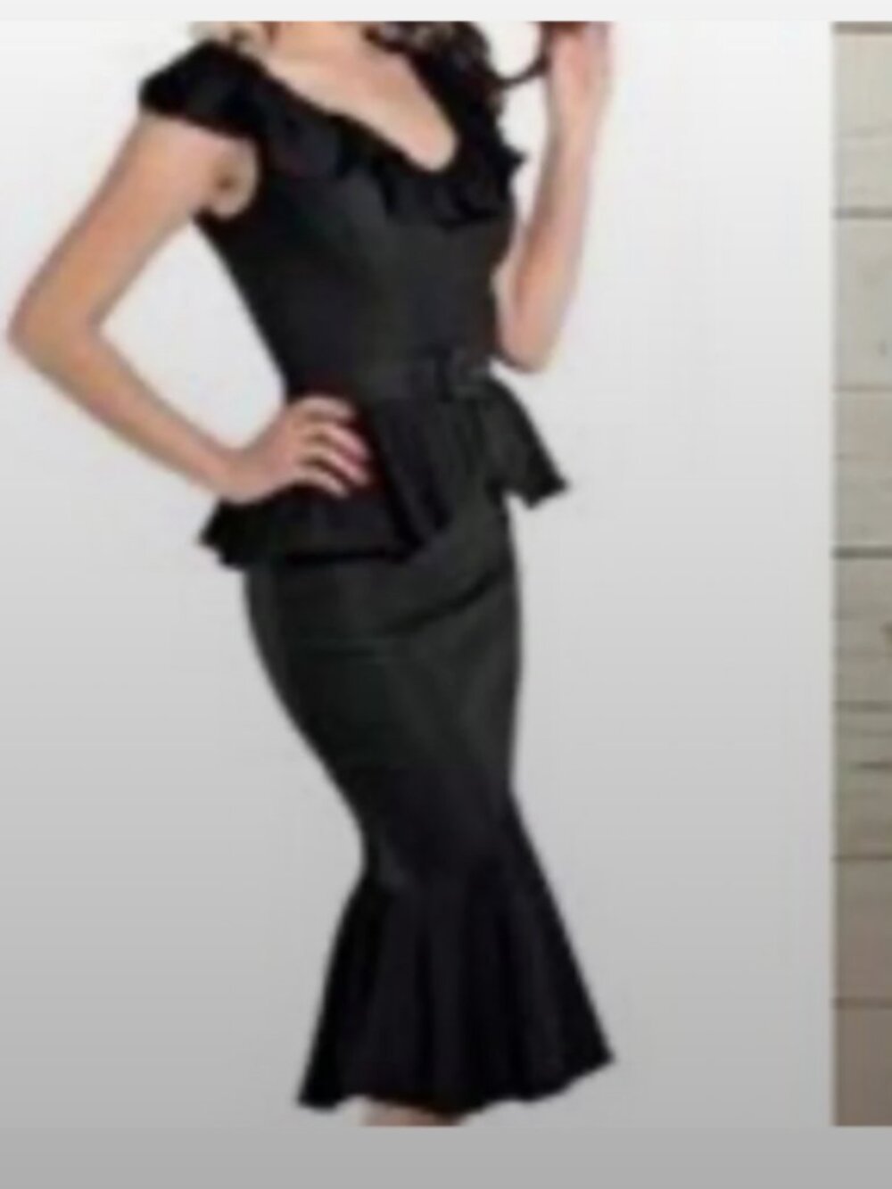 Stop Staring Pinup Retro Wiggle Pencil Midi Dress Ruffle Peplum Waist XL